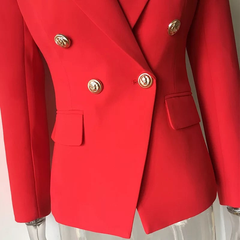 red button blazer