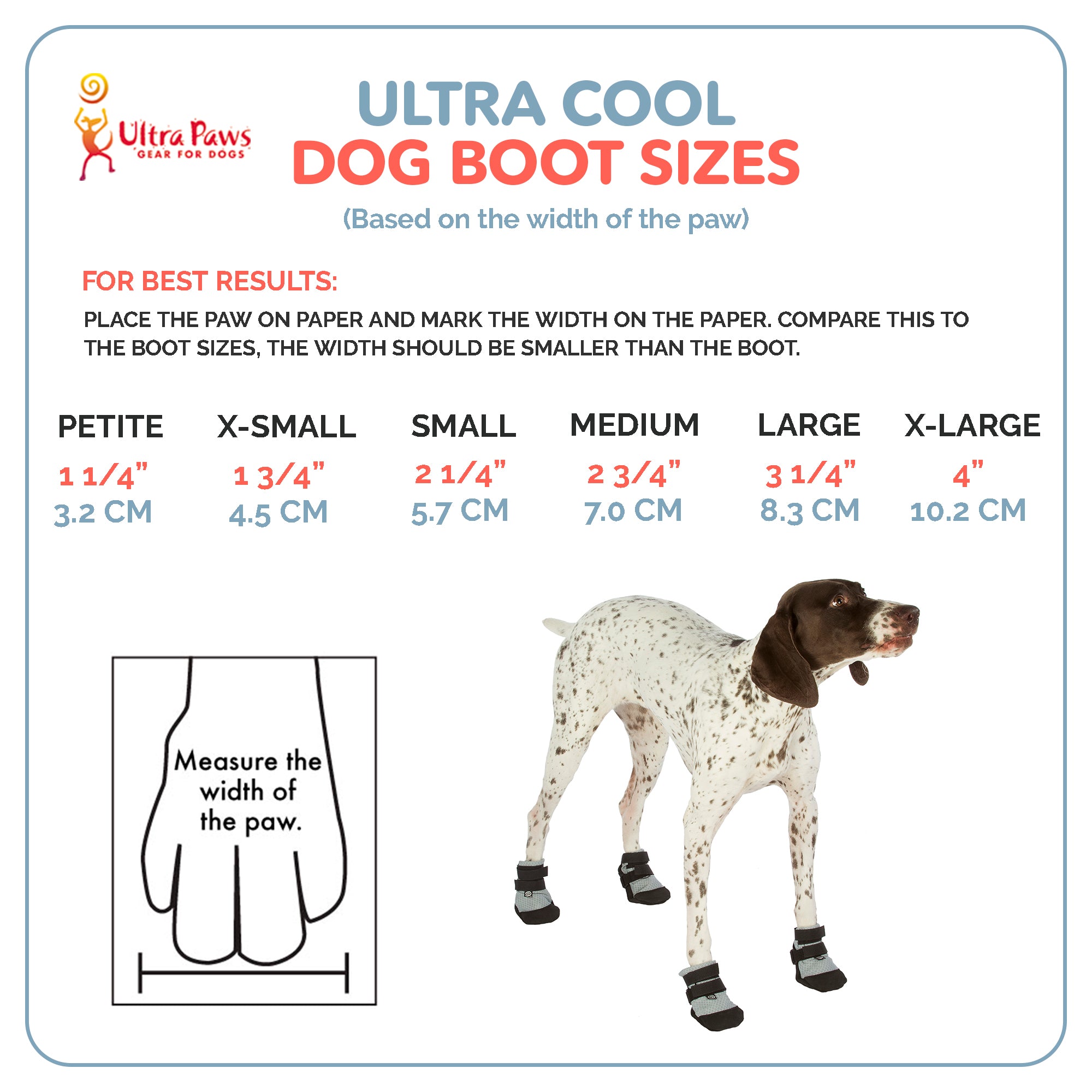 Ultra Paws Dog Boots Size Chart