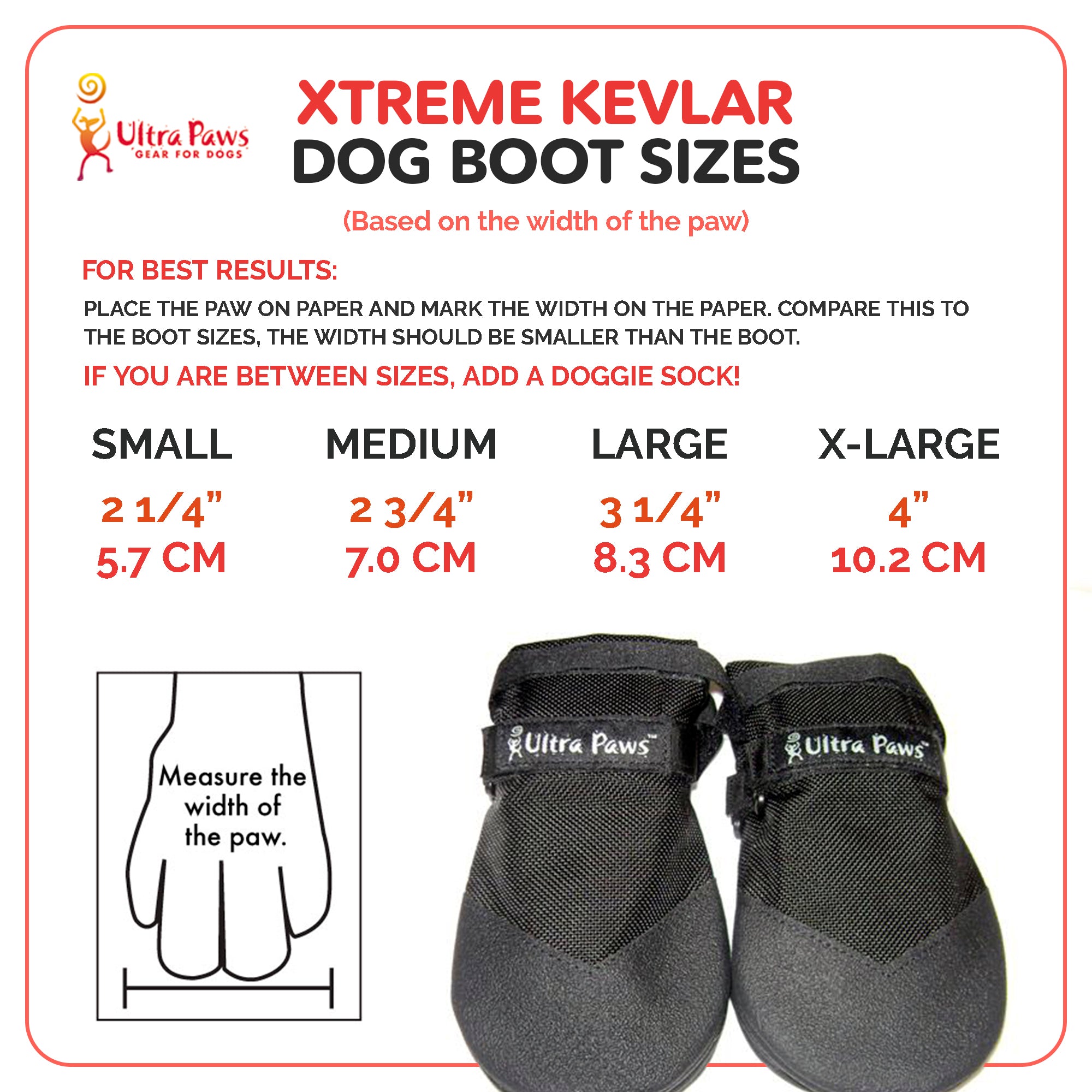 Ultra Paws Dog Boots Size Chart