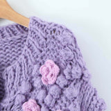 Nicole Hand-knit Stitch Flowers Cardigan Sweater