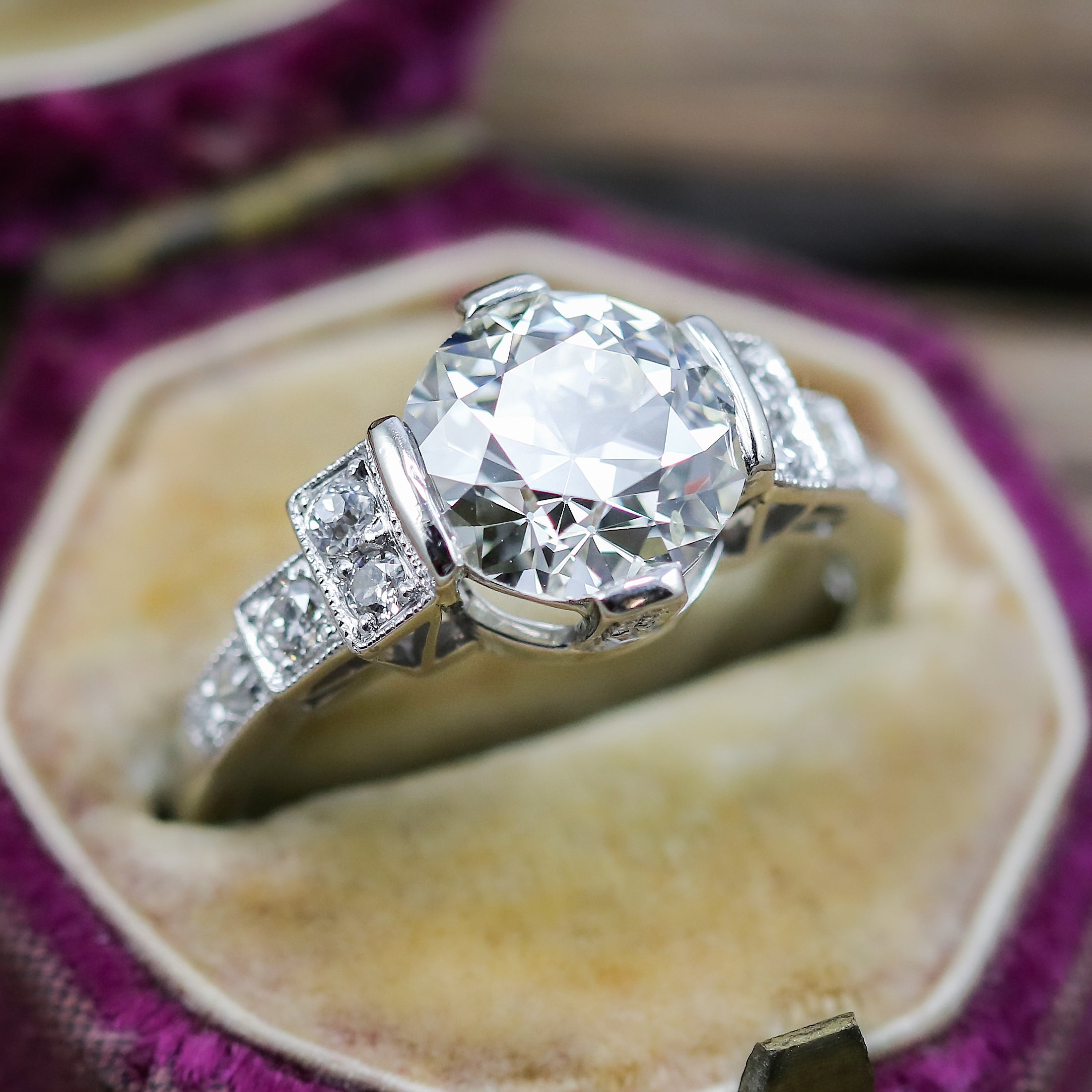 Art Deco .79 Carat Diamond Engagement Ring - GIA K VS1