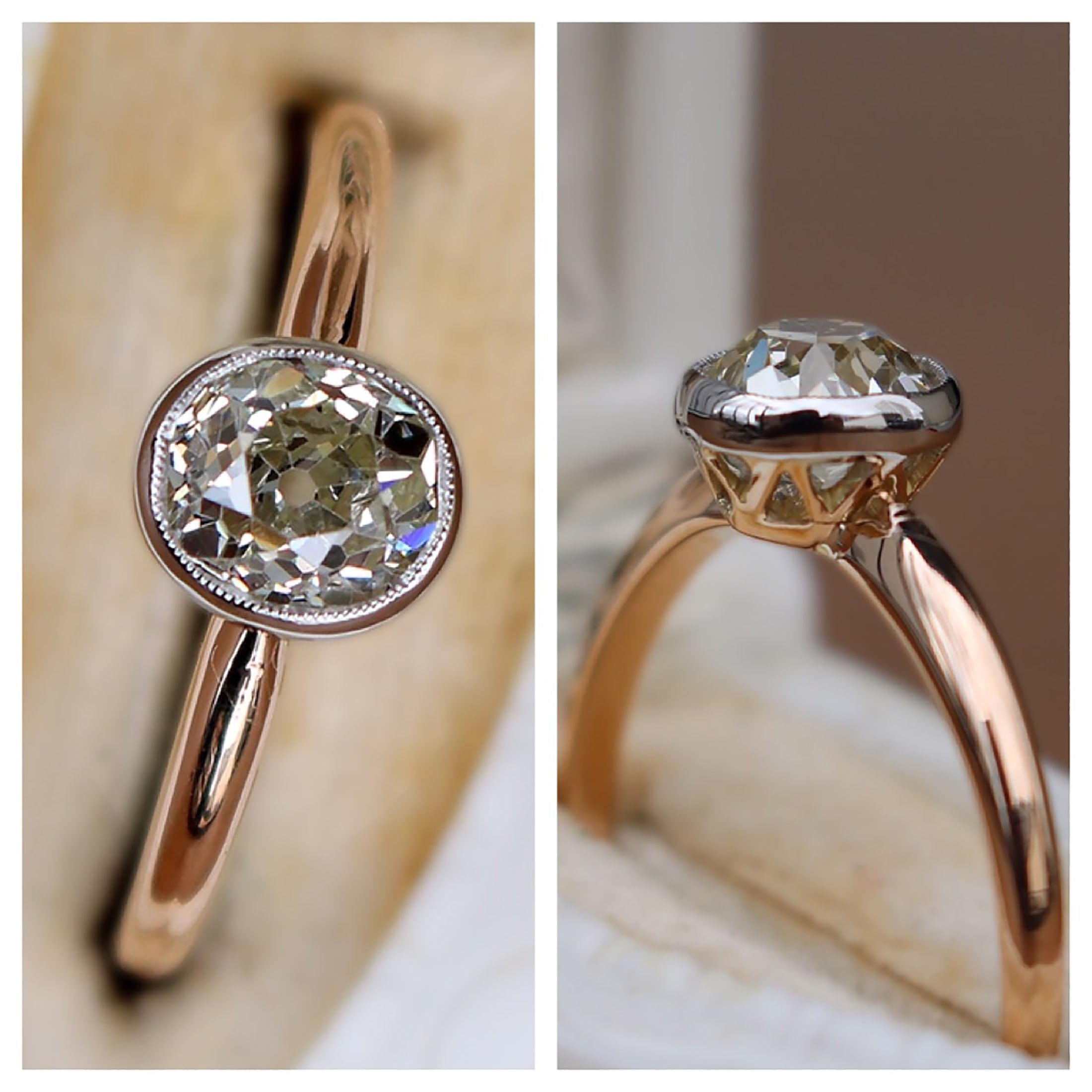 Edwardian oval european cut diamond ring