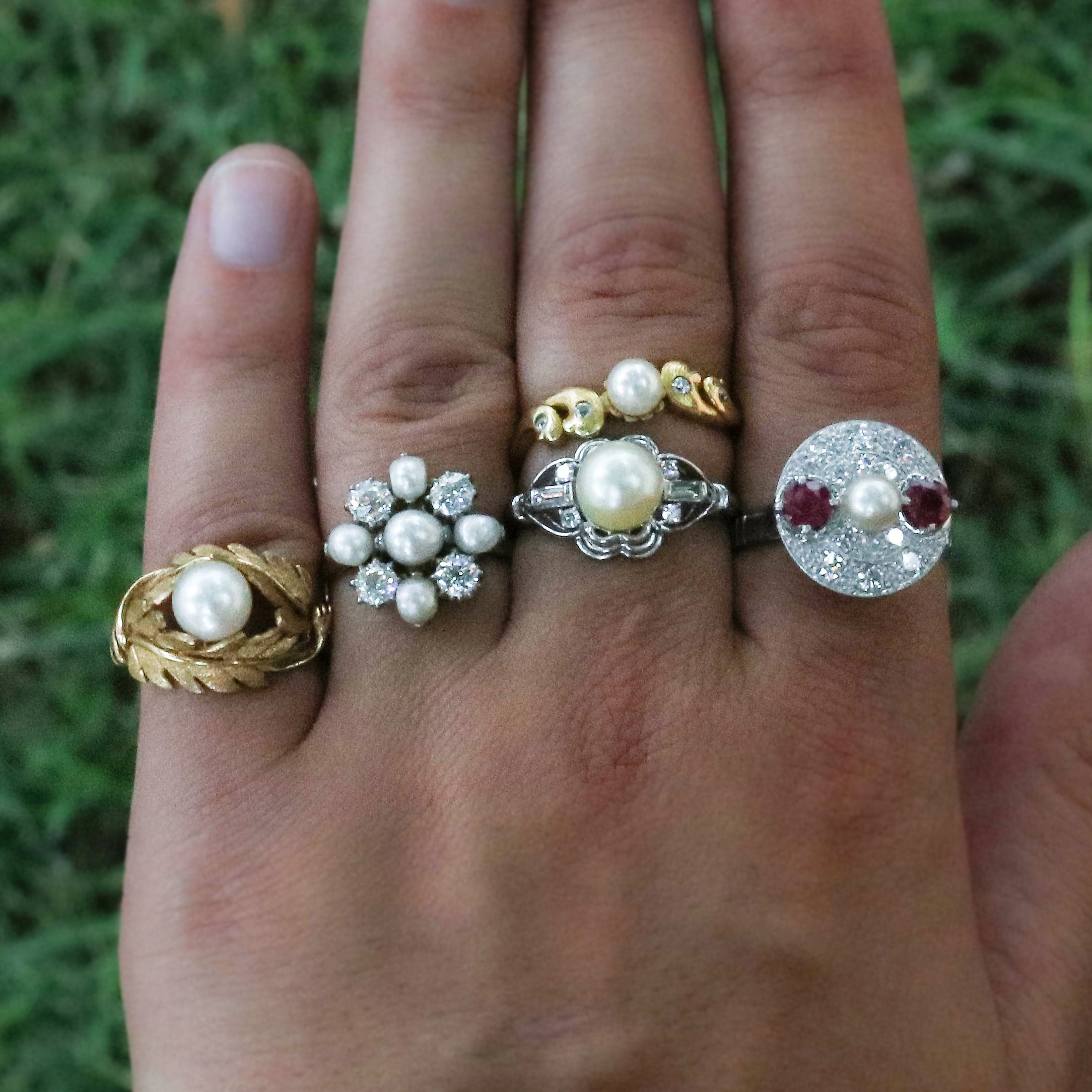 Vintage pearl rings.
