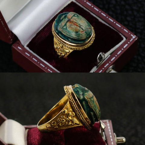 victorian 20kt ring with ancient egyptian scarab