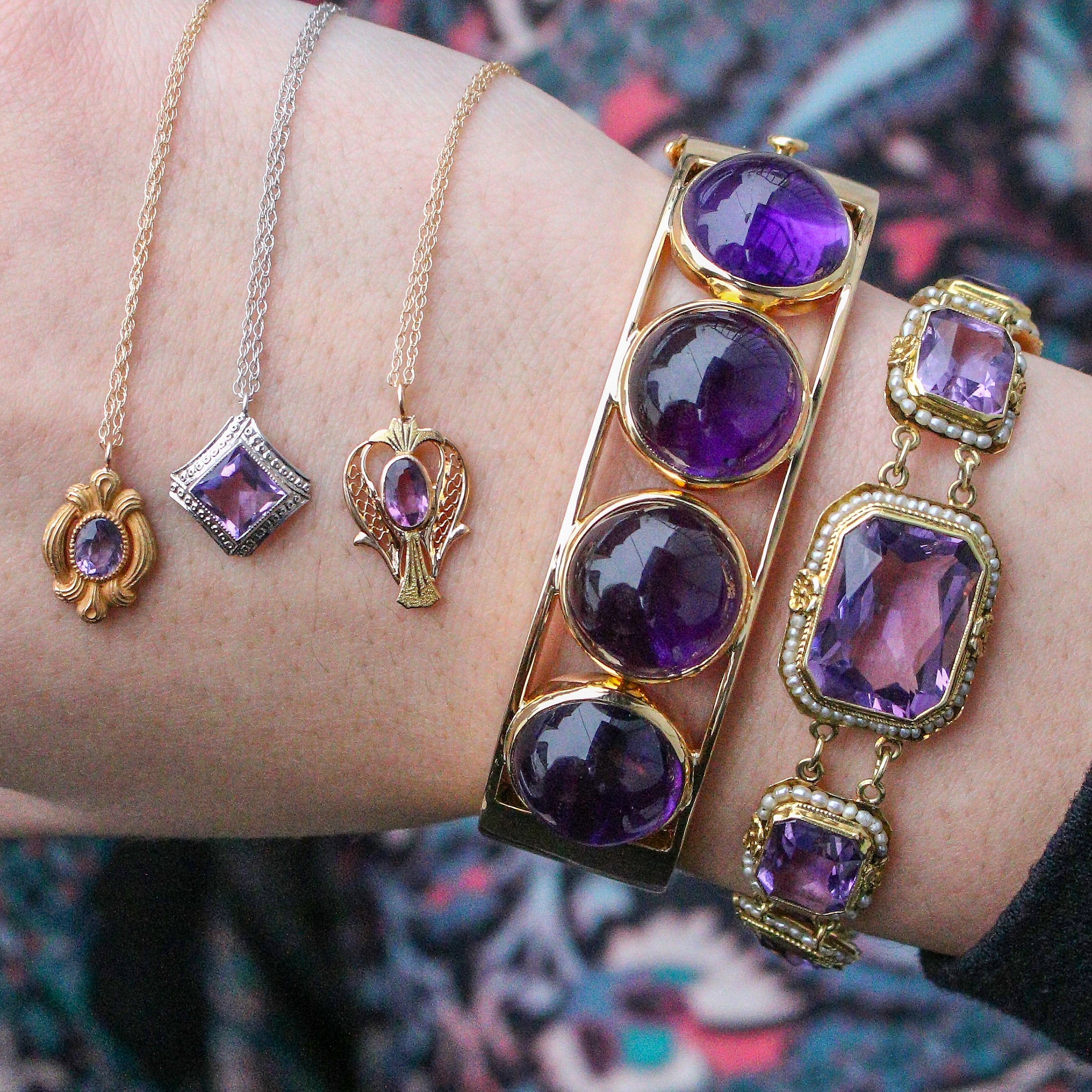 Amethyst bracelets and pendants