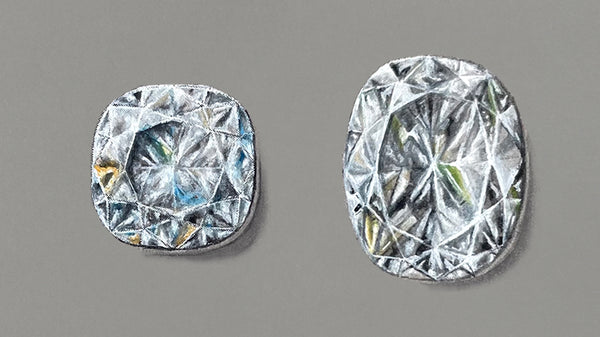 square and elongated cushion cut diamonds
