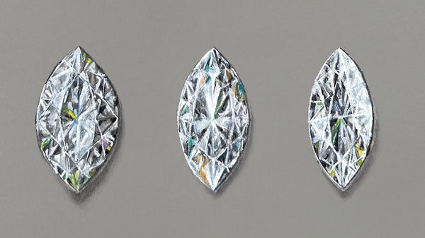 marquise diamonds with wide, ideal and skinny proportions