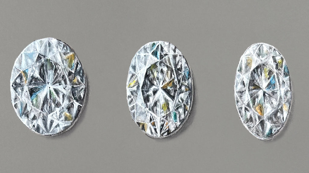 oval diamond with wide, ideal and skinny proportions