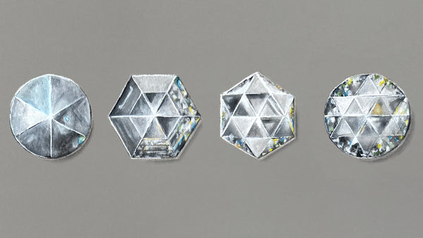 rose cut diamonds with 6, 12, 18 and 24 facets