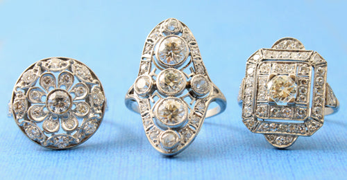 Three beautiful Art Deco diamond rings