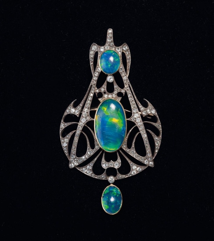 Opal and diamond pendant created by Henri Vever