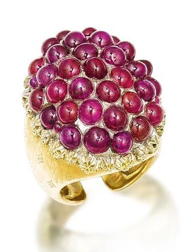 A yellow gold and ruby ring made by Buccellati, circa 1960