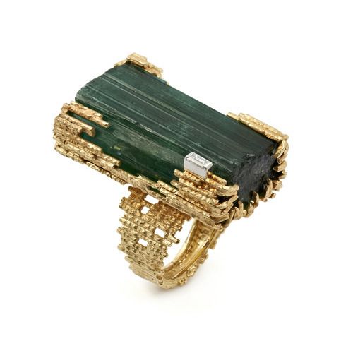 Andrew Grima tourmaline and diamond ring, circa 1969