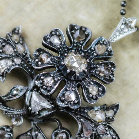 Georgian floral necklace with rose cut diamonds