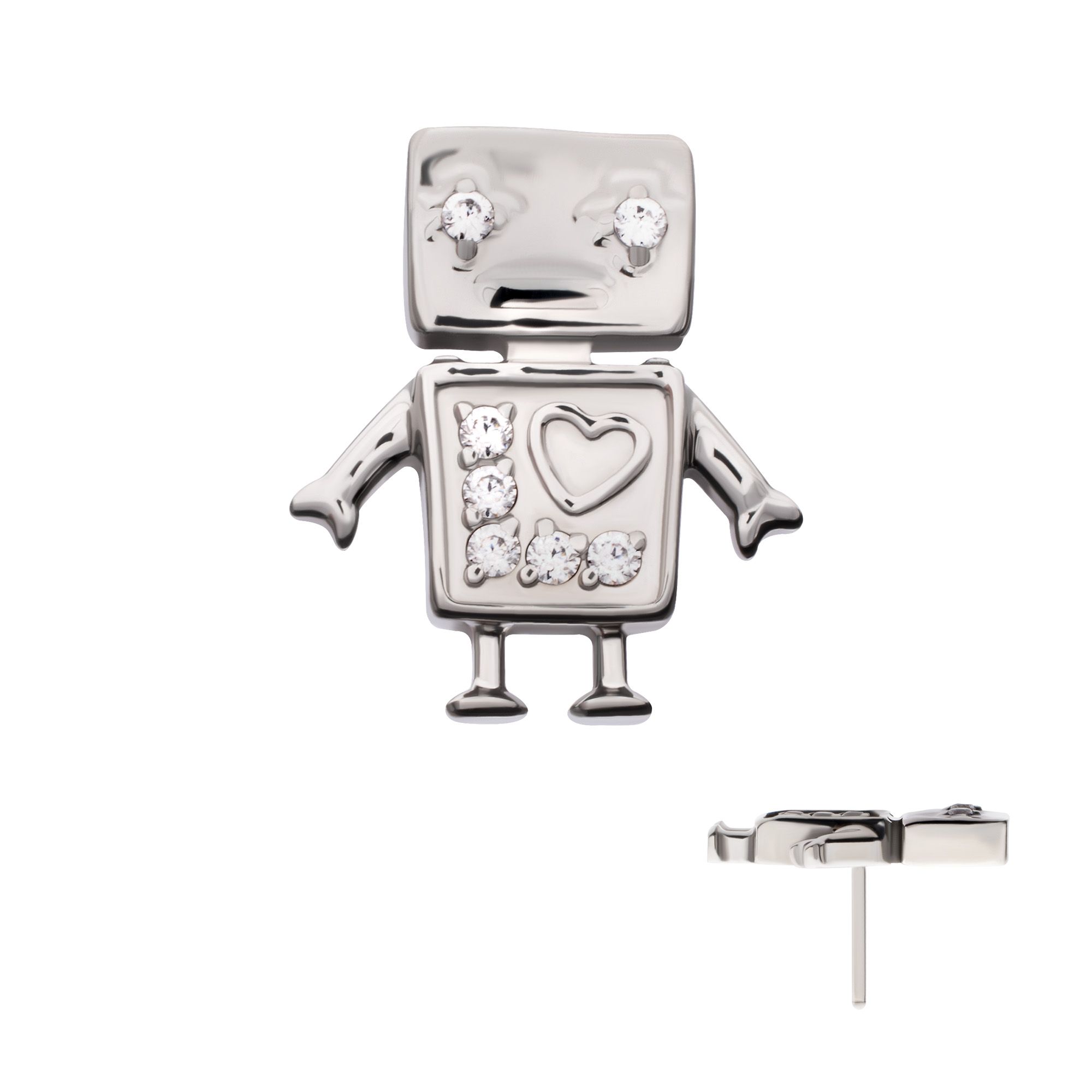 Titanium Threadless Prong Set Gem Robot Top