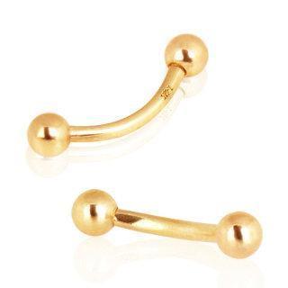 14K Yellow Gold Eyebrow Ring w/ Ball - Rebel Bod