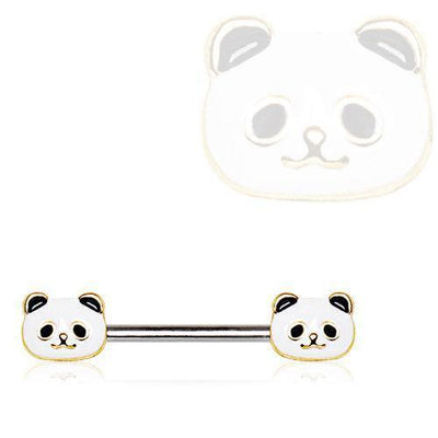 316L Stainless Steel Golden Panda Nipple Bar - 1 Piece - * Rebel Bod