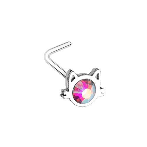 Aurora Borealis Iridescent Cat Silhouette Face L-Shape ...