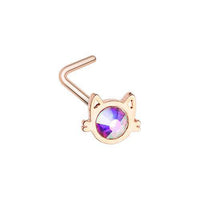 Aurora Borealis Rose Gold Iridescent Cat Silhouette Face L-Shape Nose ...