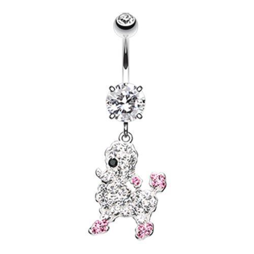 Clear Adorable Poodle Multi-Sprinkle Dot Dangle Belly Button Ring ...