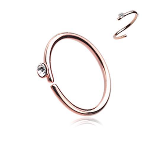 Clear Rose Gold Gem Top Bendable Steel 