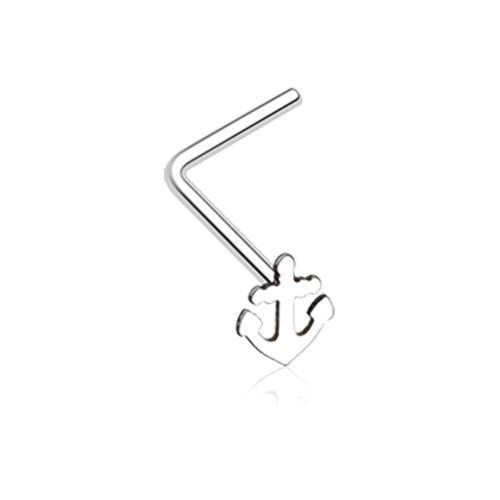 Dainty Anchor Icon L-Shaped Nose Ring - Rebel Bod