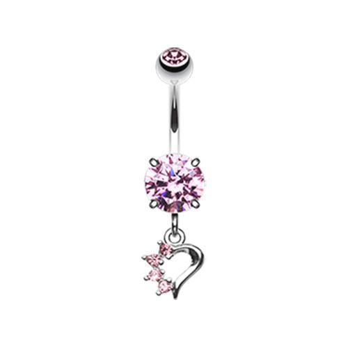 Light Pink Petite Luster Charm Belly Button Ring - * Rebel Bod