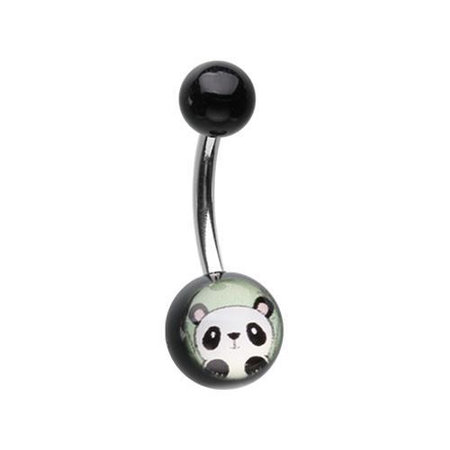 Peeking Panda Acrylic Logo Belly Button Ring - * Rebel Bod