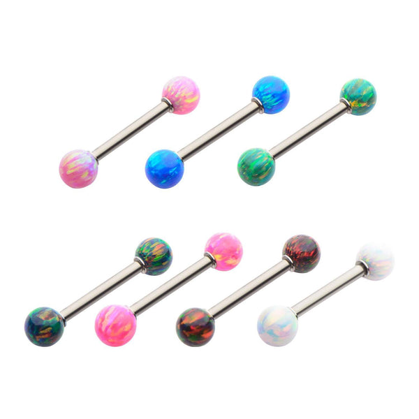 Steel Nipple Bar w/ 5mm Synthetic Opal Balls - 1 Pair sbvbs441opal ...