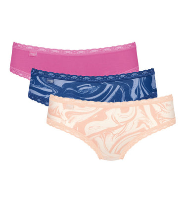 Sloggi 24/7 Weekend tai brief 3 pack in pink, red and multi spot