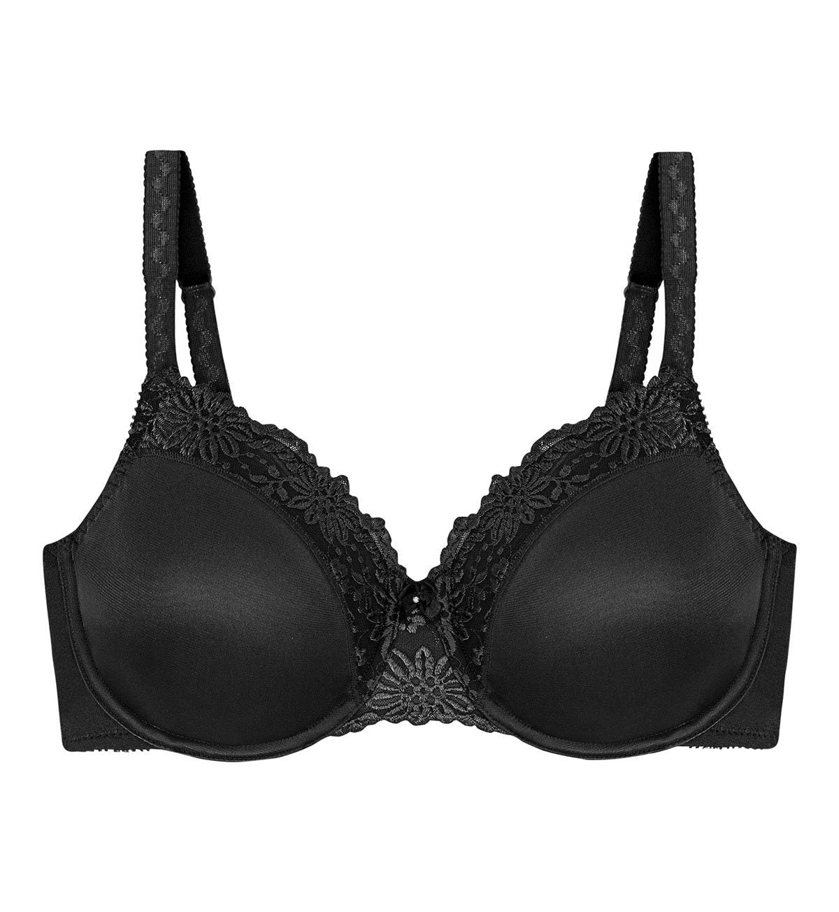 Beauforme Bra size 36E firm control soft cup unpadded non wired satin cup  Black
