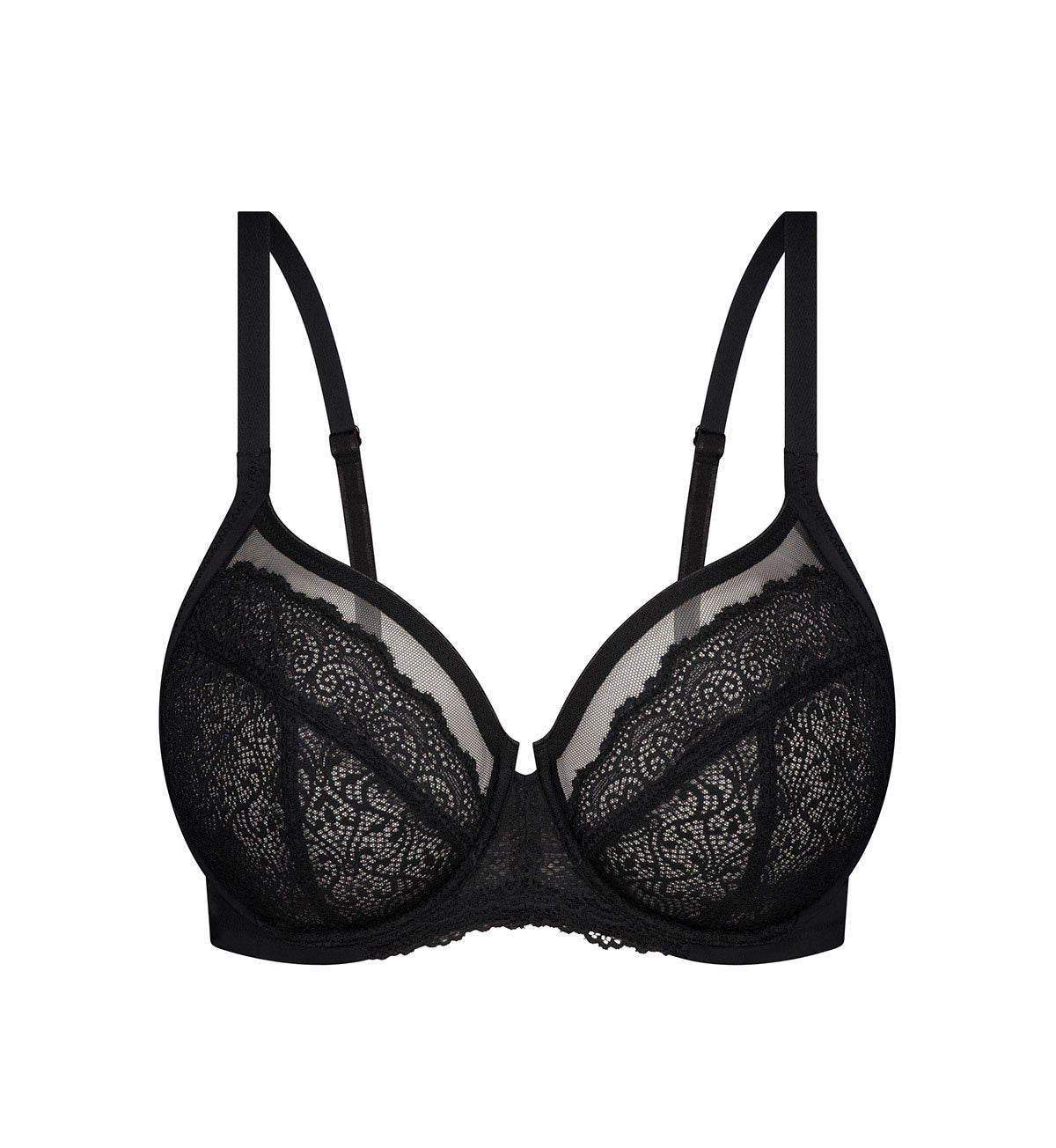 Sheer Balconette Bra In black, Wired Bras