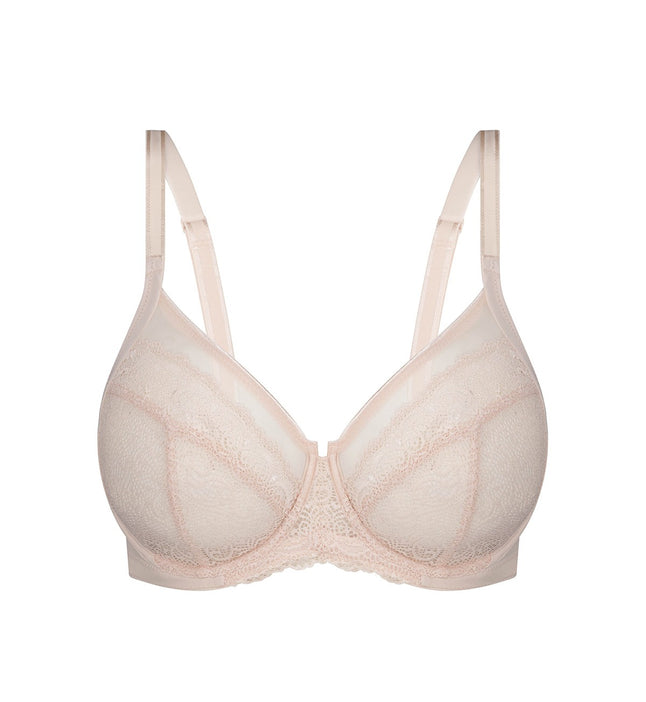 Triumph Embroidered Minimiser Bra In Chocolate Mousse