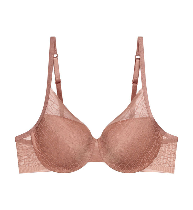 Signature Sheer Wired Padded Bra In beige
