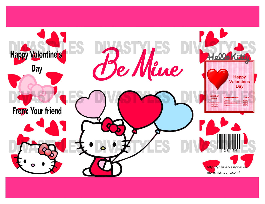 Valentines Day Hello Kitty Themed Printable Chip Bag Download Only