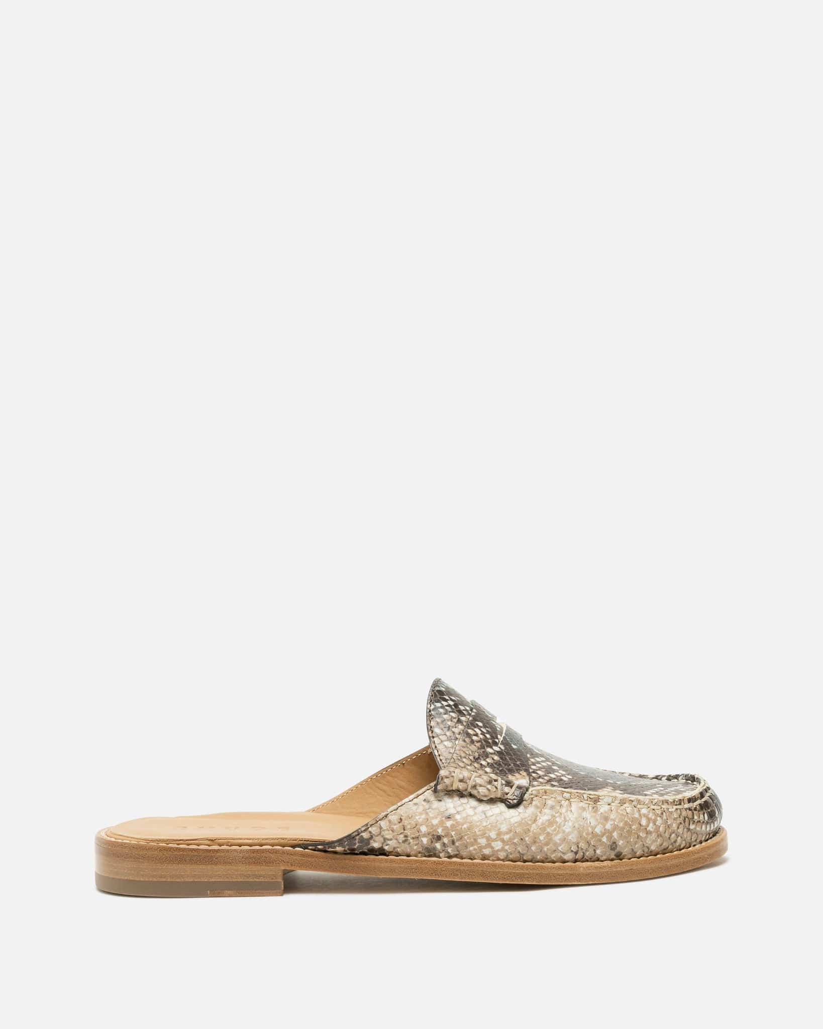 Backless Snakeskin Loafer in Snake