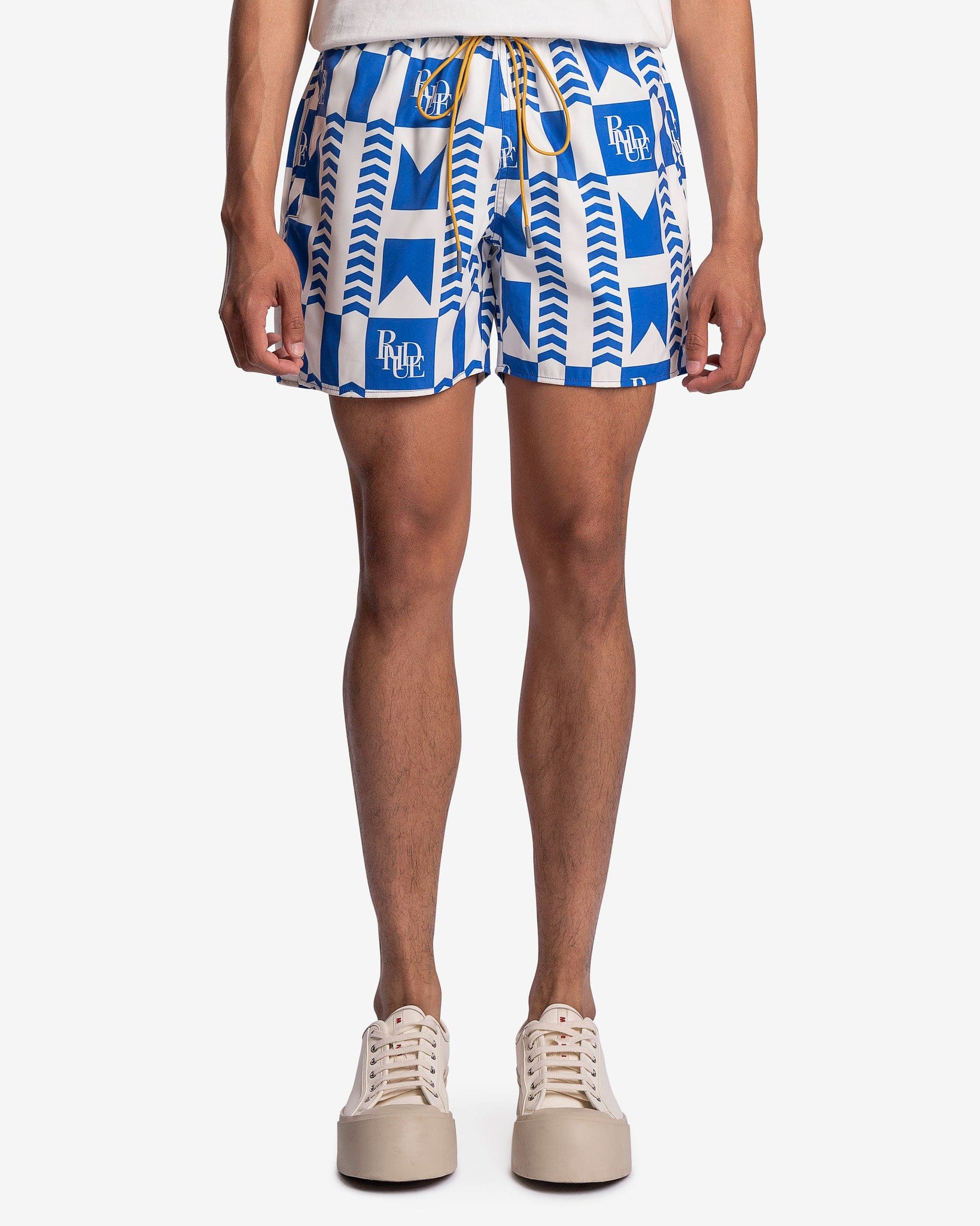 Blue Grasse Swim Trunks in Blue/White