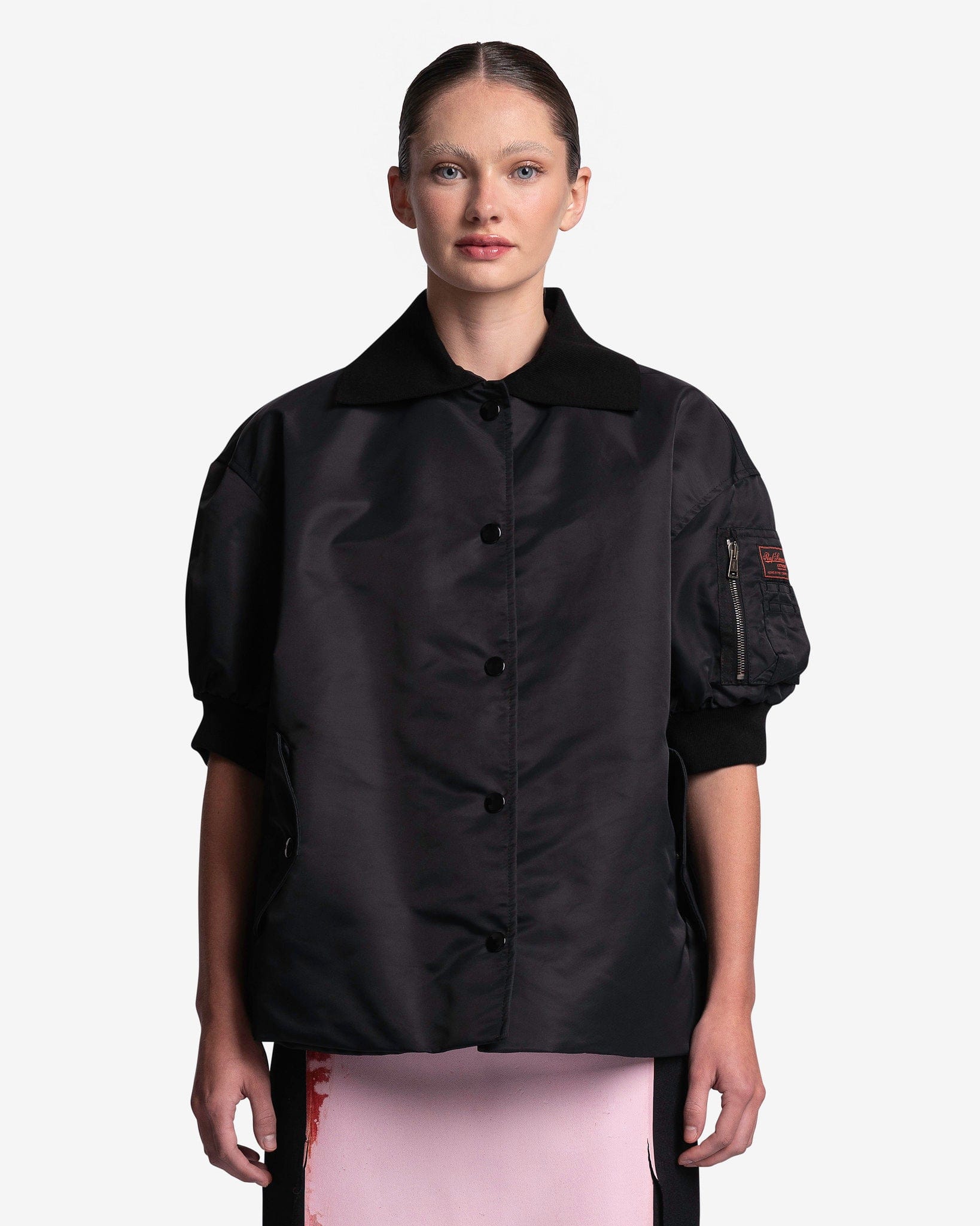 Short Sleeved Polo Bomber Jacket in Black – SVRN