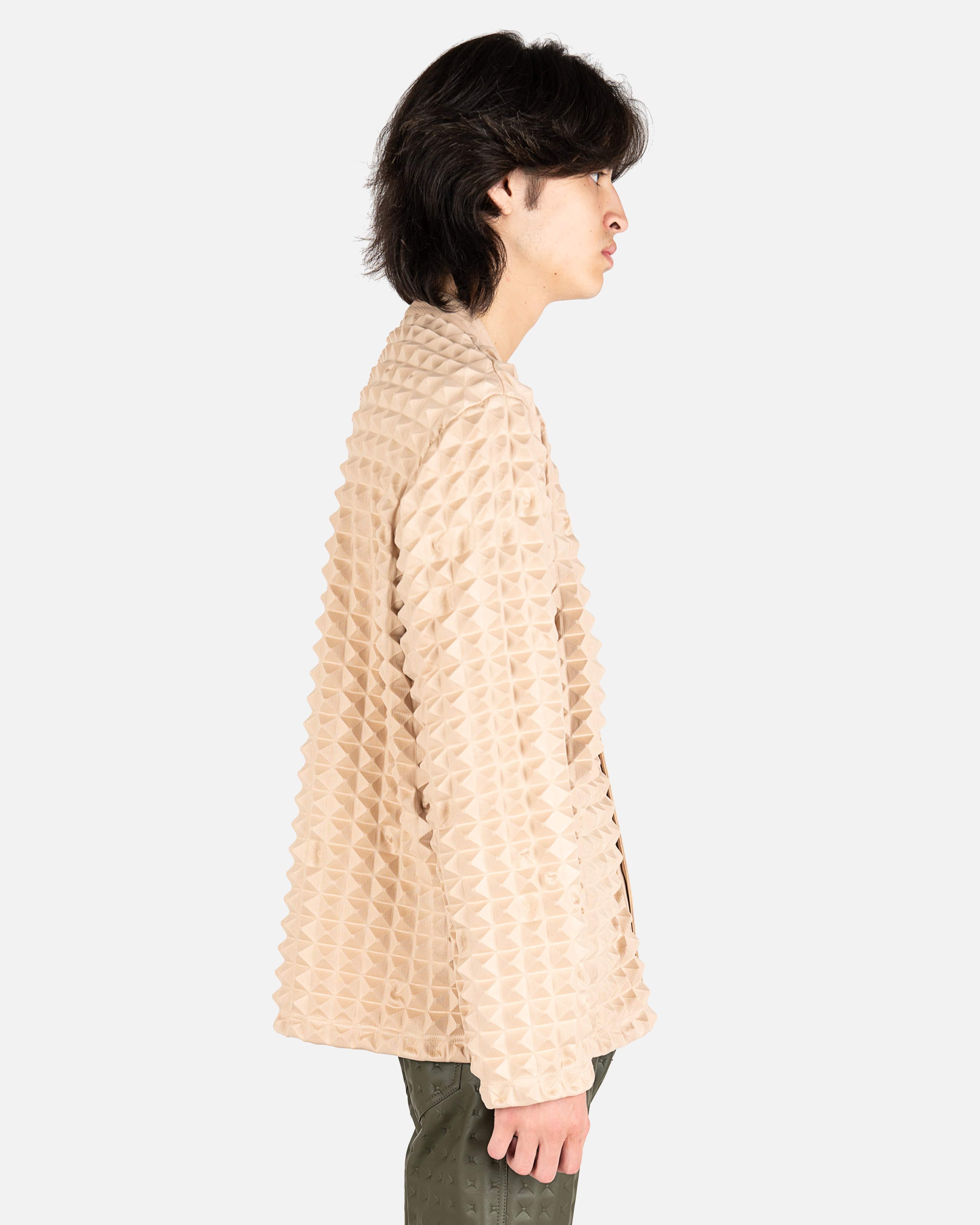 2.5 Pyramid Embossed Jersey Cardigan in Beige