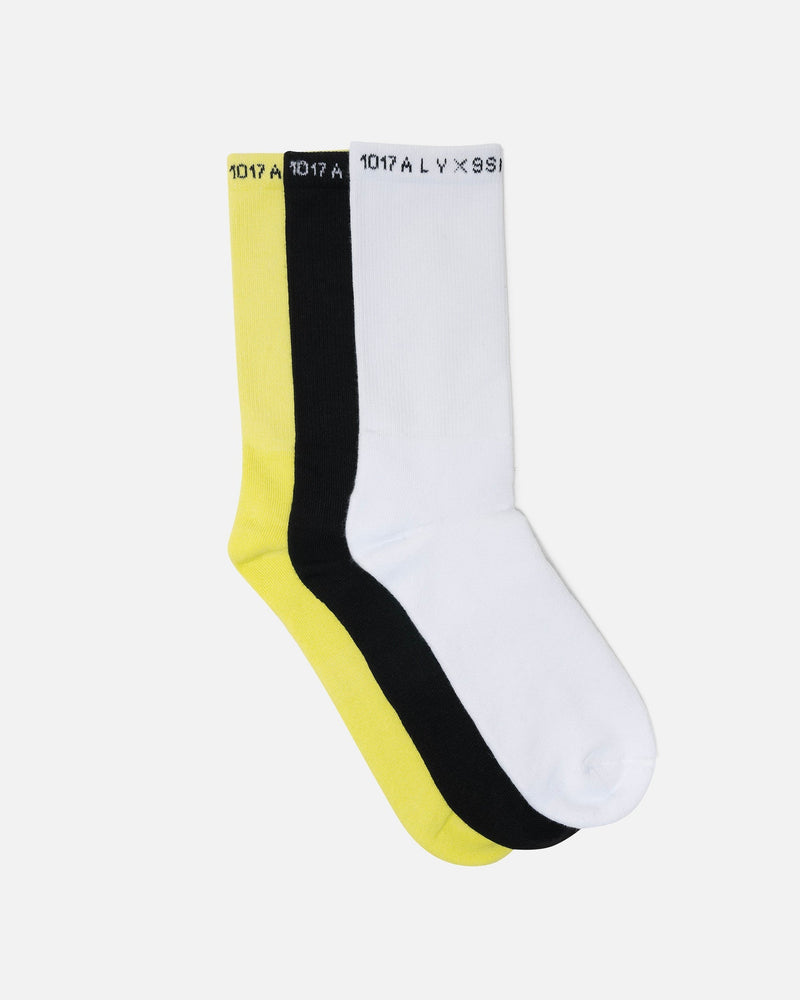 3 Pack Socks in Black/White/Neon Washed Yellow – SVRN