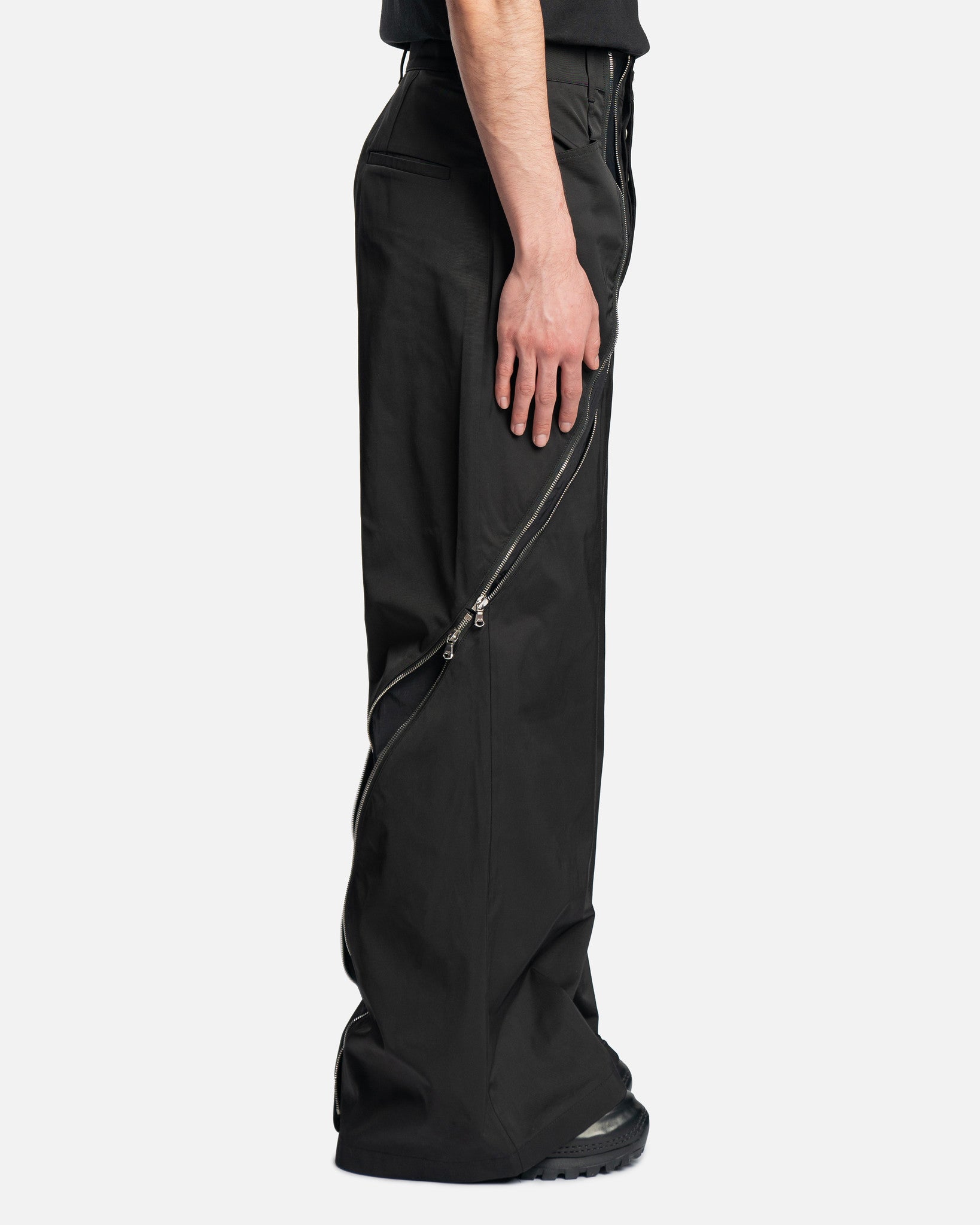 3-Way Zip Trouser in Black/Black