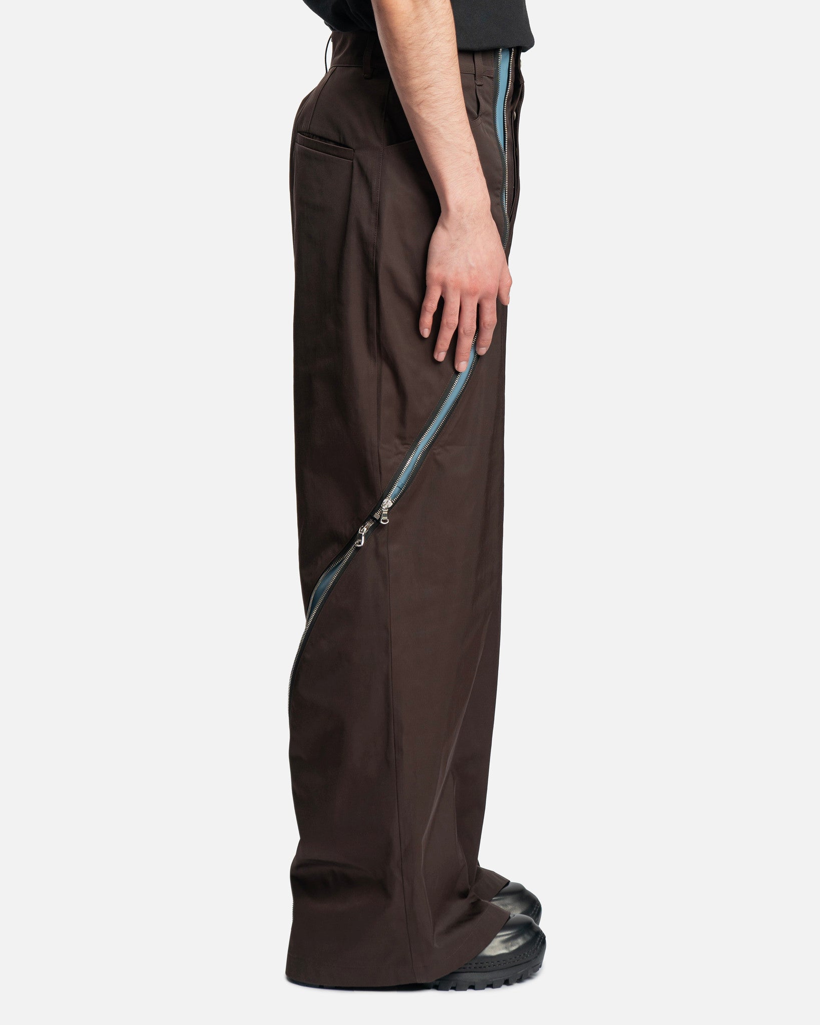 3-Way Zip Trouser in Brown/Blue