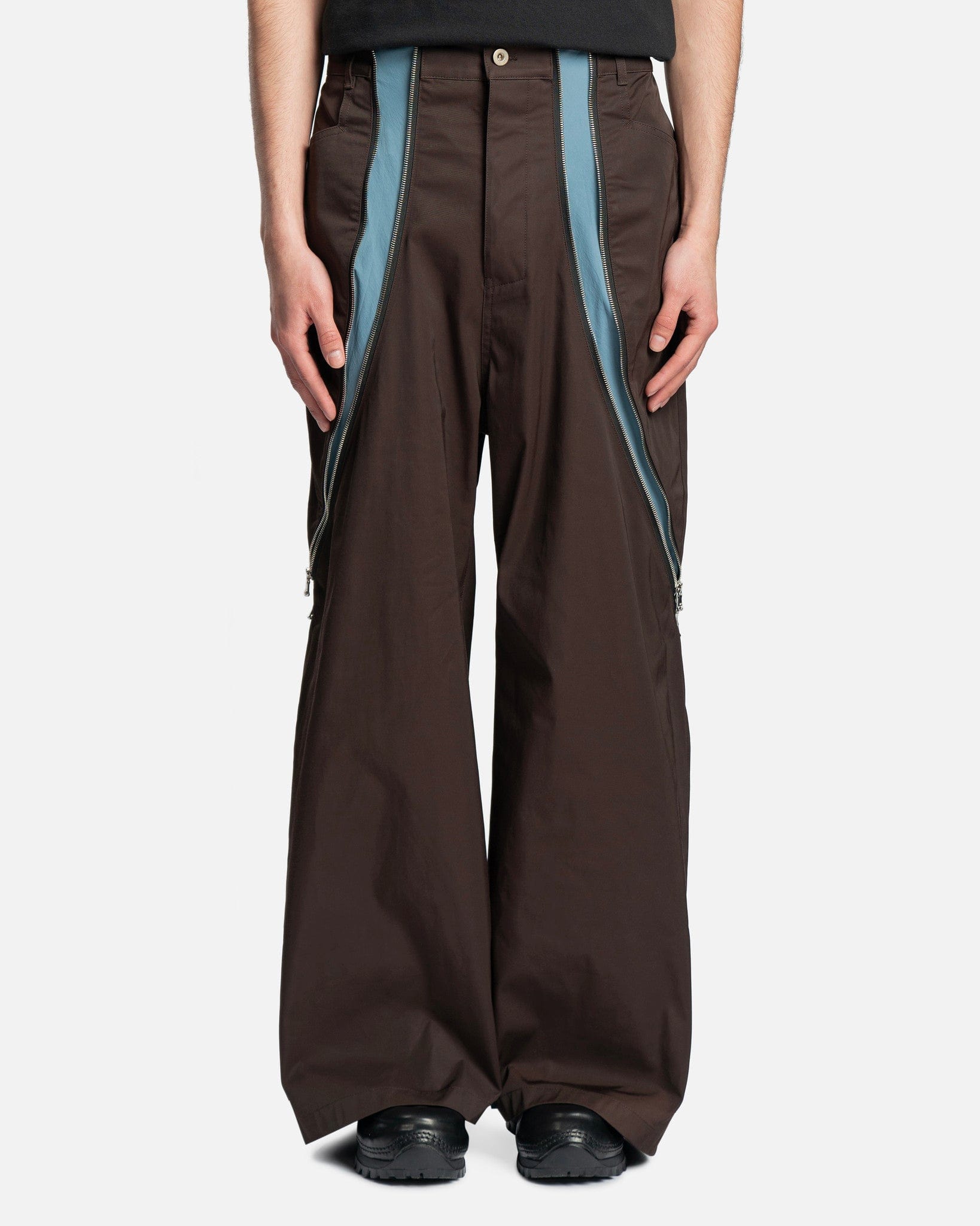 3-Way Zip Trouser in Brown/Blue