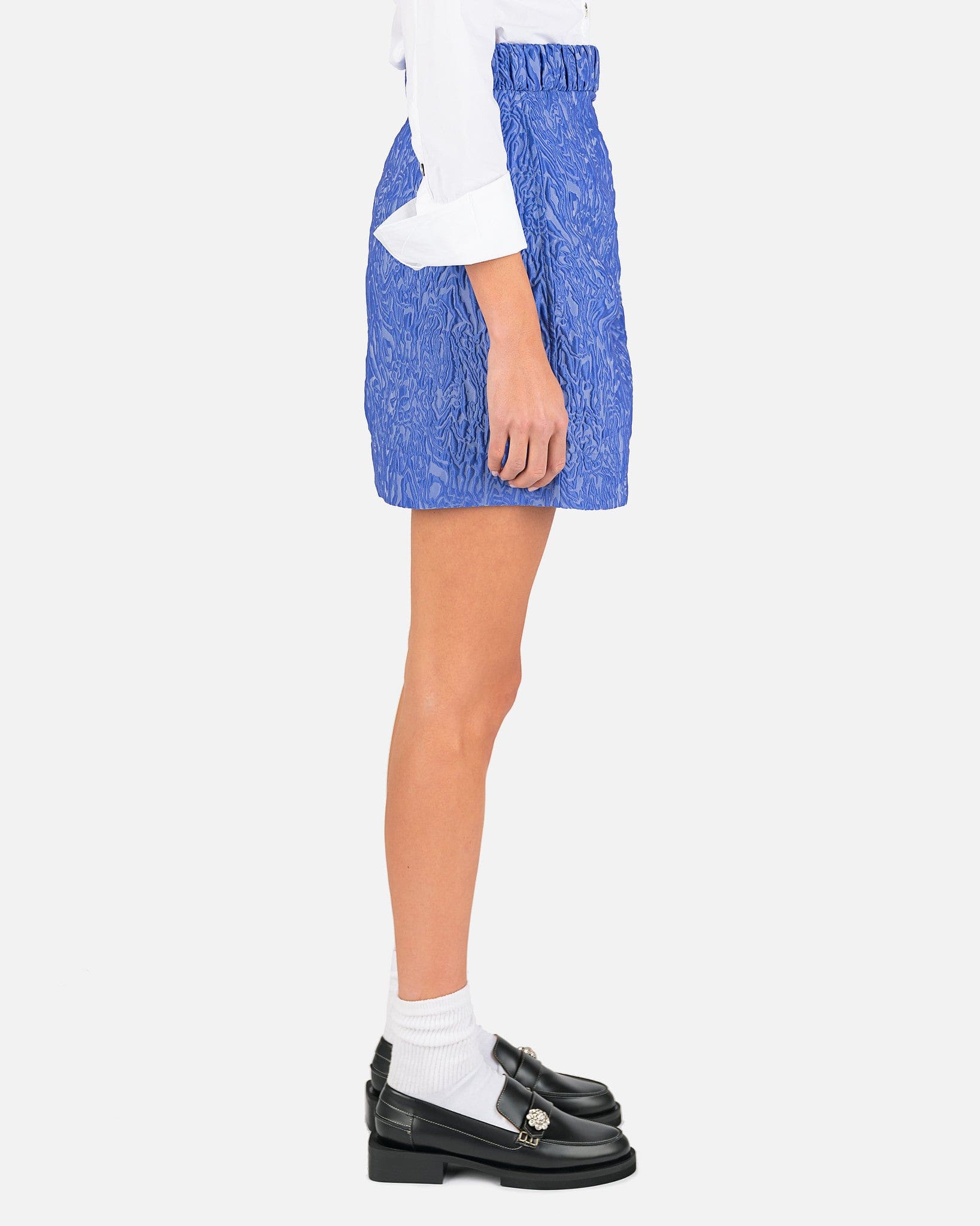 3D Jacquard Mini Skirt in Blue Iris