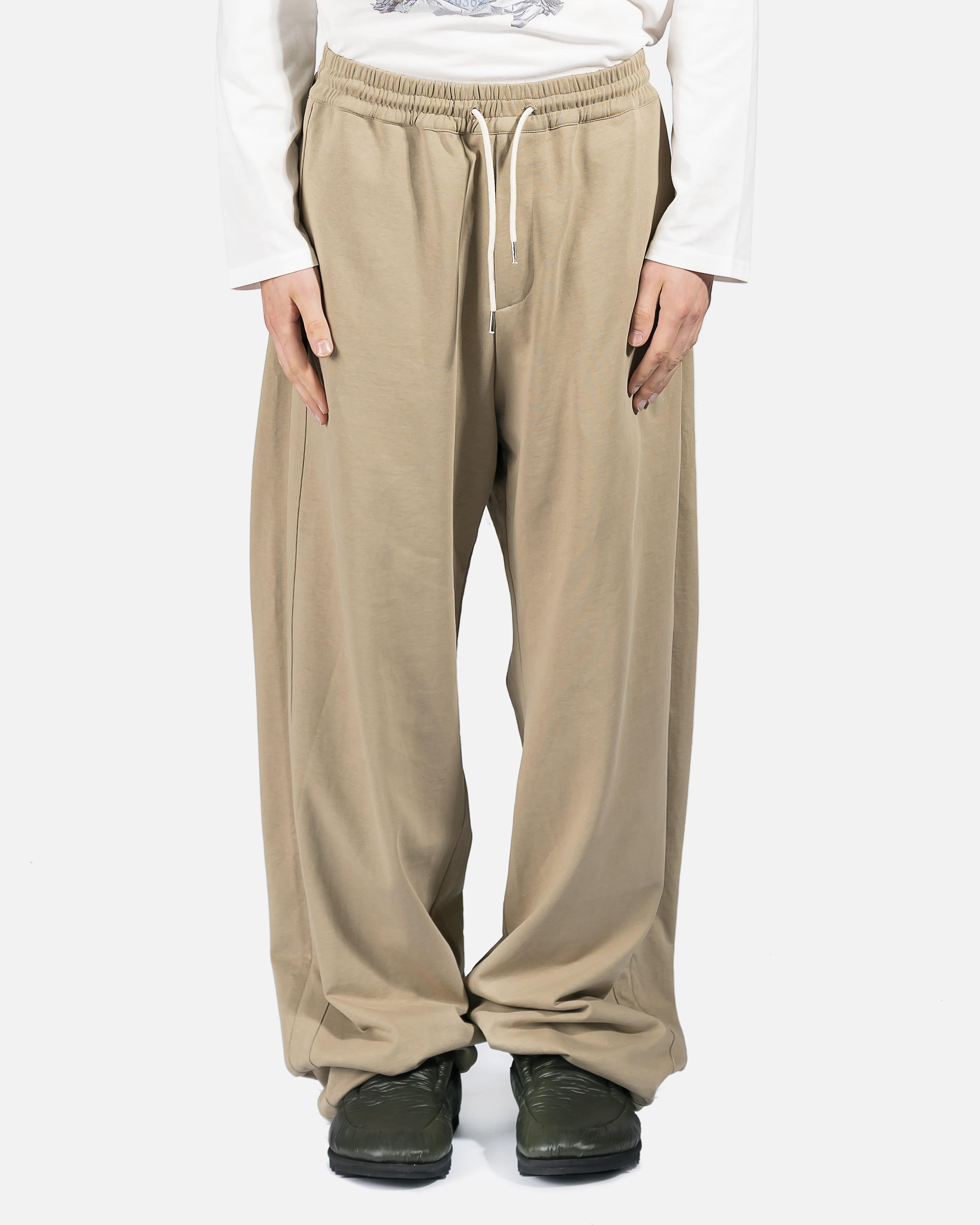 Airbag Patched Wide Hem-String Trousers in Khaki