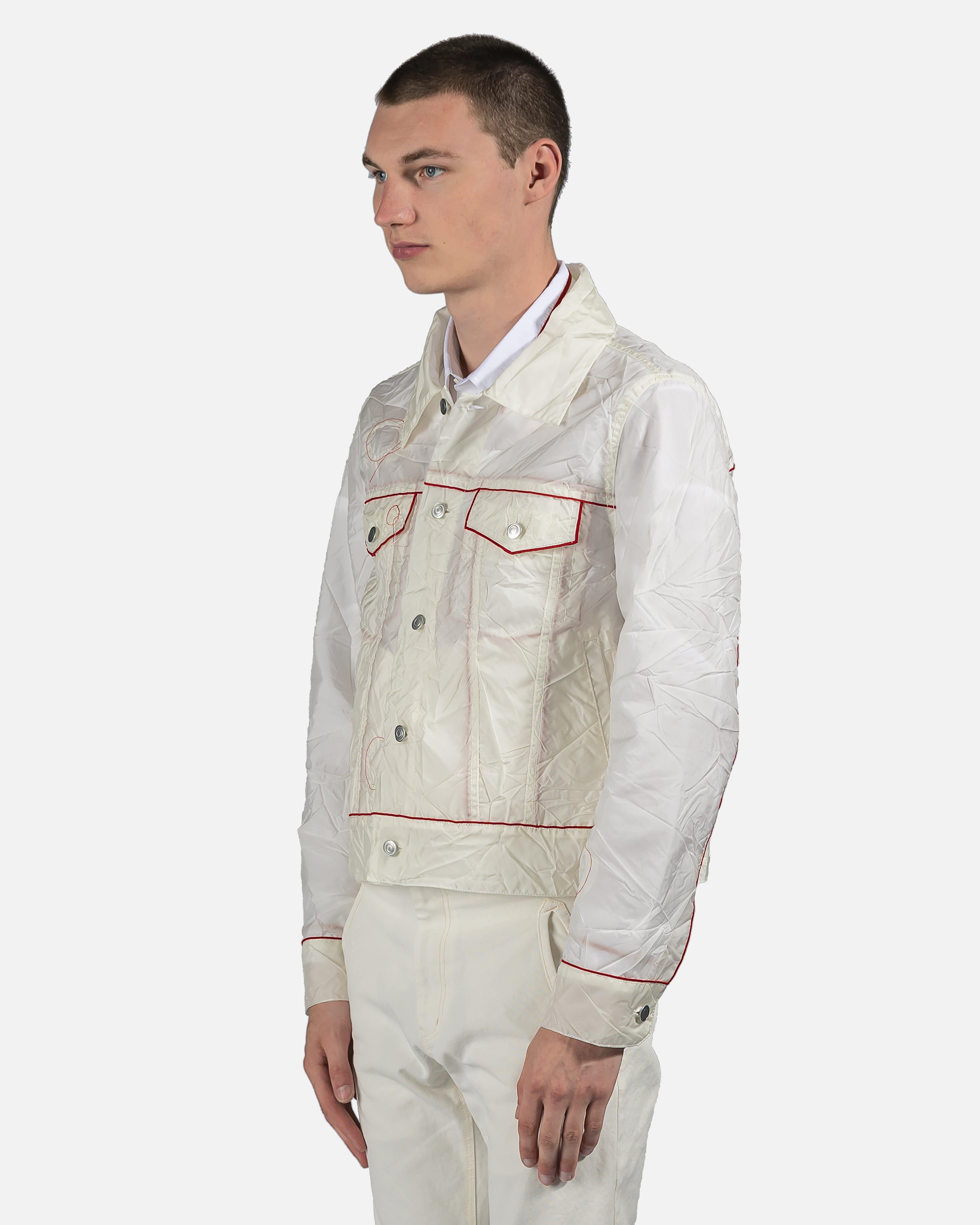 Airbag Trucker Jacket in White/Red