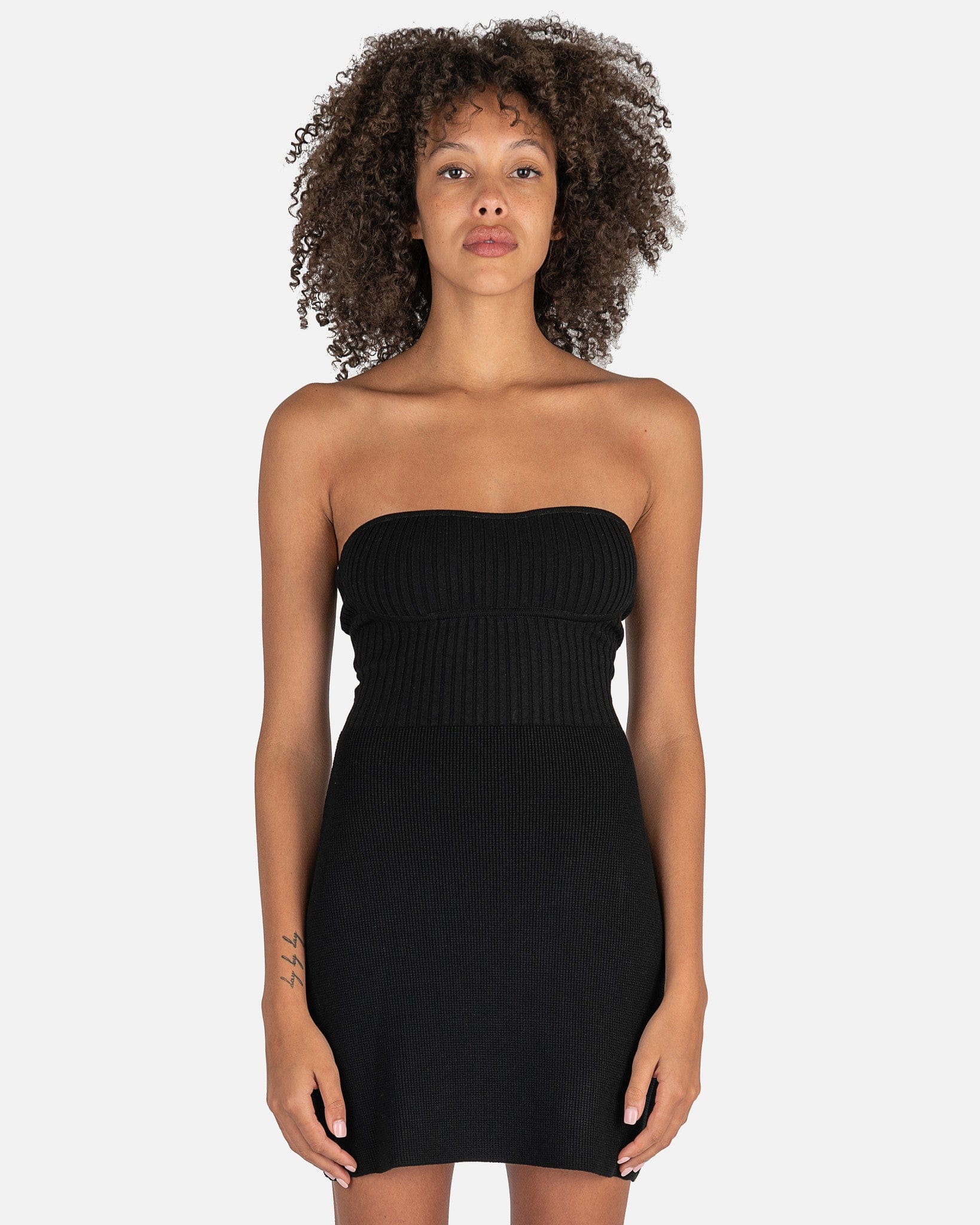 Aneta Bustier Cocktail Knit Dress in Black