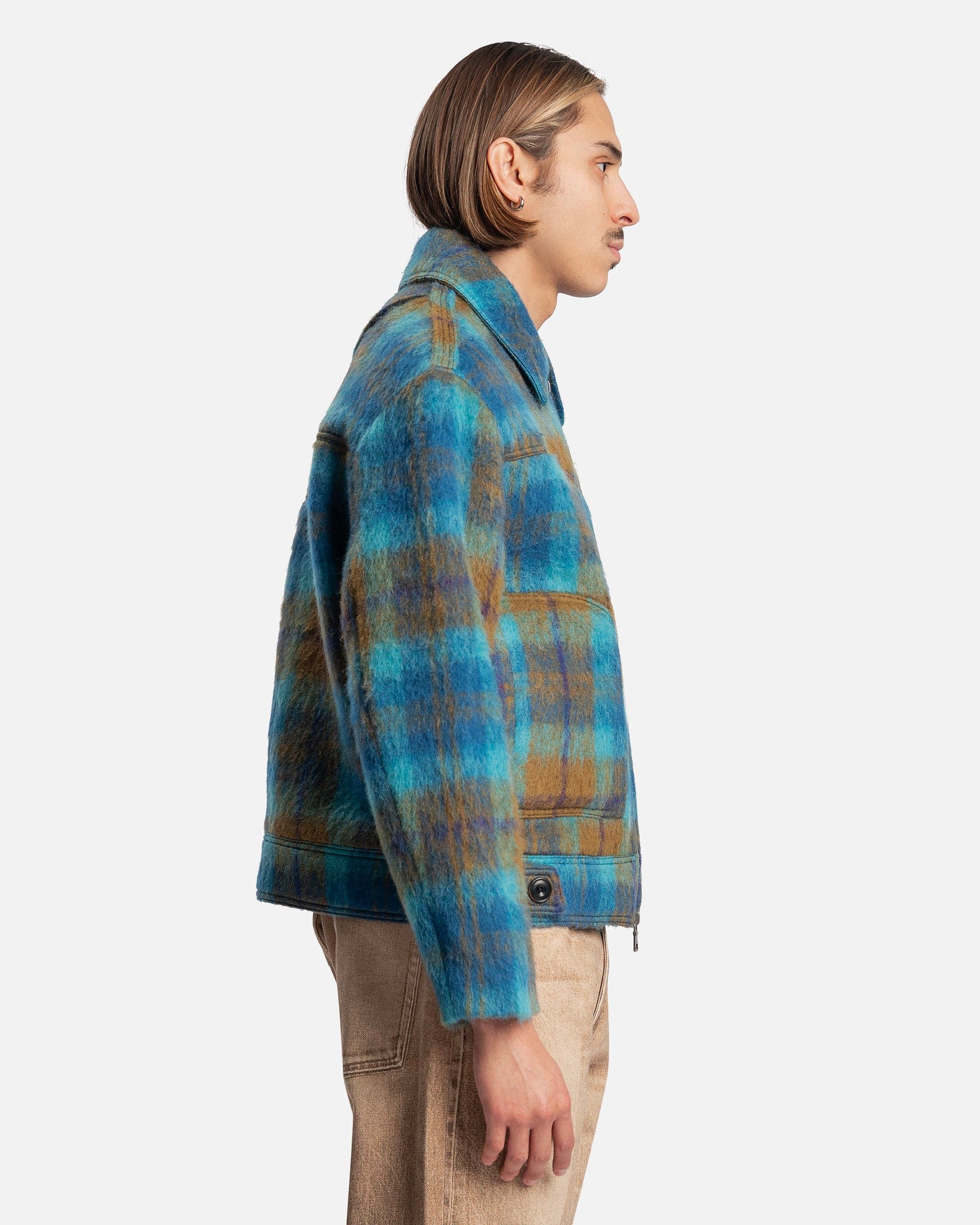 Artois Harrycheck Shaggy Wool Jacket in Pale Jade