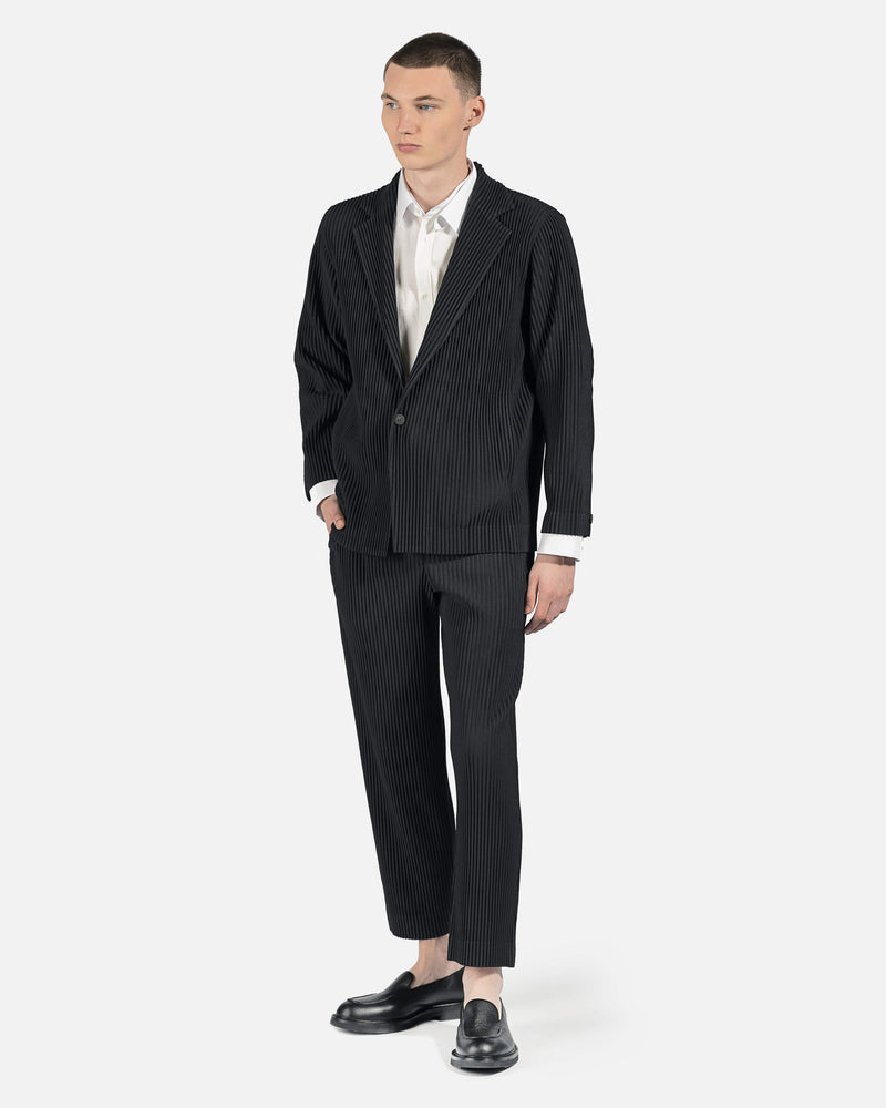 送関込 HOMME PLISSE TUXEDO PLEATS ジャケット ブラック 2