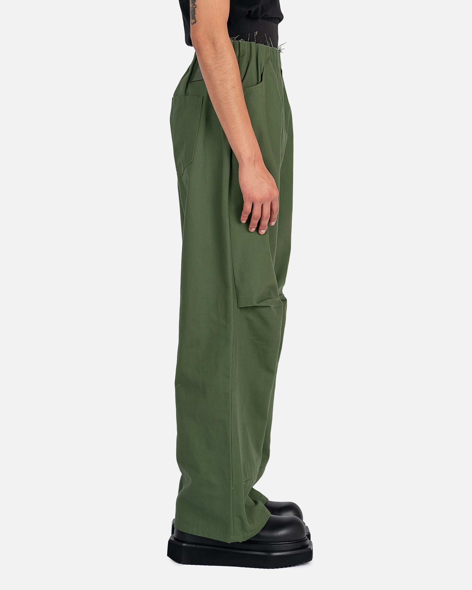 Big Denim Pants with Elastic in Khaki